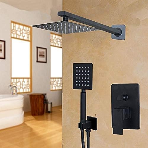 Ensemble de robinet de douche noir 10" avec pommeau LED et douchette