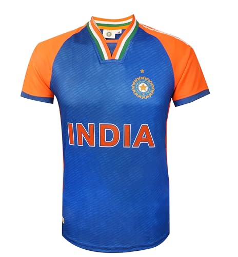 KNK Cricket India Jersey T20 WC 2024 Fan Supporter T-Shirt Cricket Team Uniform Kids to Adult (US, Numeric, 28, Regular, Regular, Plain)