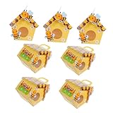 FELTECHELECTR 10Pcs Bee Treat Boxes for Shower and Birthday Parties Portable Candy Favor Boxes for Sweets Cute Paper Boxes for Decorations
