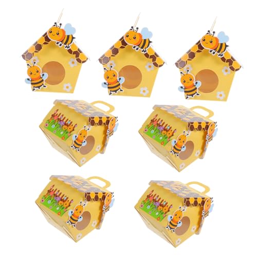 FELTECHELECTR 10Pcs Bee Treat Boxes for Shower and Birthday Parties Portable Candy Favor Boxes for Sweets Cute Paper Boxes for Decorations