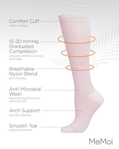 Image of MeMoi Wellfit Unisex Solid Nylon 15-20mmHg Graduated Compression Socks