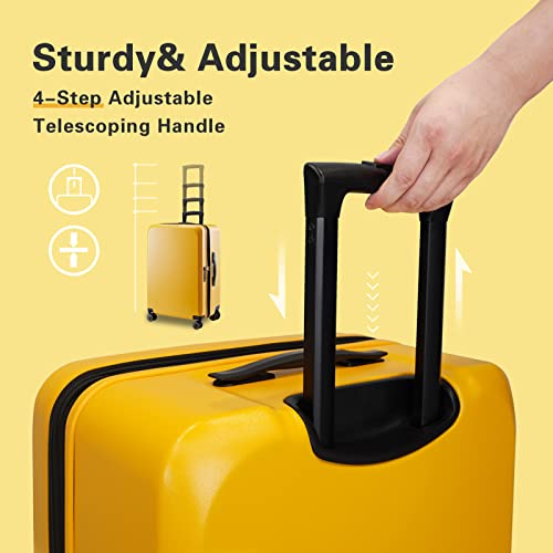 Image of Verage Luxe Freeland 68 cms Yellow Check-in Hardsided Trolley Bags for Travel, Expandable Hardshell Suitcase with Spinner Wheels, TSA Approved Lock Luggage (Medium-Check-in 24 inch)