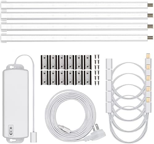 UltraPro 10in. Linkable LED Bright Strips, 4 Pack, 1100 Lumens, 2700K Warm White Light, Low Voltage, Under Cabinet Lighting, Strip Light, Flat Plug, 44417