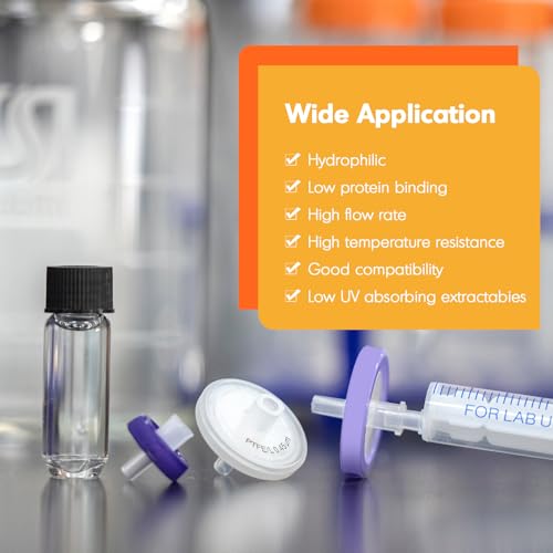 Image of PEKYBIO Syringe Filter PVDF Hydrophilic Filtration 0.22μm Pore Size, 13mm Membrane Diameter for Lab, Pack of 100, Non-Sterilized