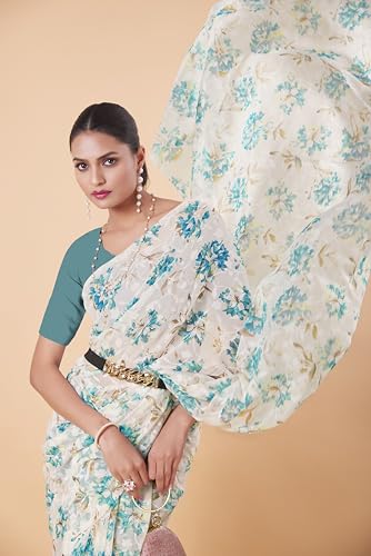 Image of Garden Vareli Summer Roganza Viscose Brasso Floral Print Christmas Special Saree