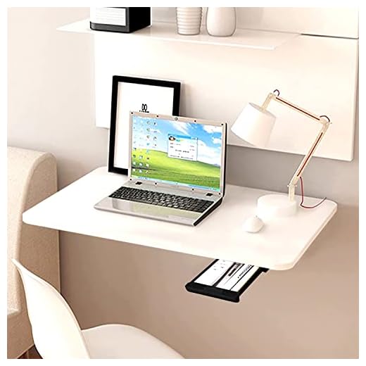 Torche Wood Wall Mounted [16X24 Inches] Folding Table | Wall Mounted Study Table With Drawer| Wall Mount Table| Table Foldable| White, Laminated