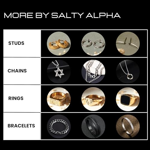 Image of SALTY ALPHA Anti Tarnish Aaron Earrings for Men | Ear Studs for Man | Stylish Fashion Jewellery Accessories for Boys | Minimal Jewelry | Ideal for Gifting | Gift for Diwali, Christmas, Marriage, Birthday