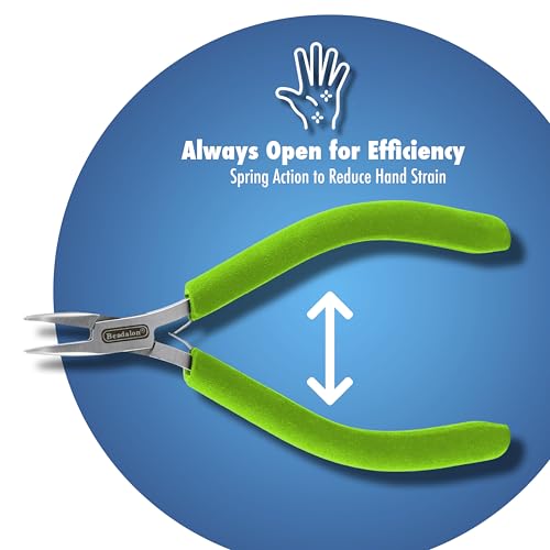 Beadalon Designer Series Slim Round Nose Pliers, Black Vinyl-Free Grips, Stainless Steel, Box Joint, Double Leaf Springs, 5.75 in