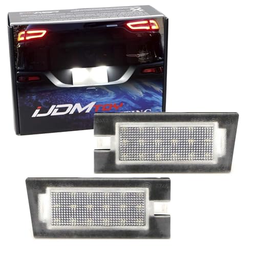 iJDMTOY OEM-Fit 3W Full LED CAN-bus Error Free License Plate Light Kit Compatible With Jeep 2014-2018 Cherokee, Powered by 18-SMD Xenon White LED Diodes