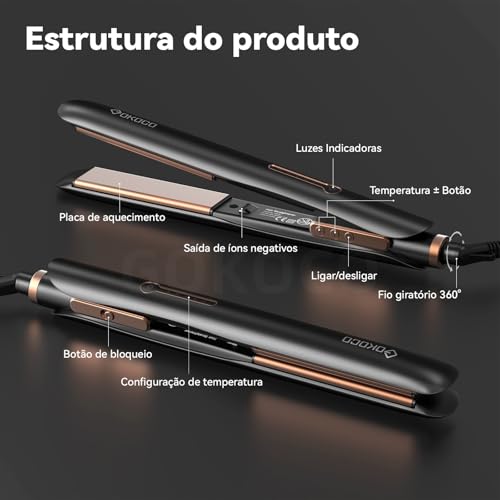 Chapinha Bivolt, GOKOCO Prancha de Cabelo Profissional Premium, Chapa Alisadora Íons GD036, Preto Chapinha Bivolt, GOKOCO Prancha de Cabelo Profissional Premium, Chapa Alisadora Íons GD036, Preto - Imagem 8