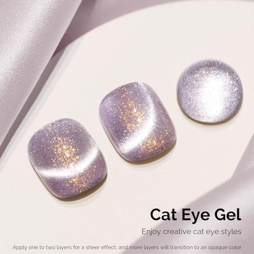 Image of MelodySusie Starry Cat Eye Gel Nail Polish, 0.5 Fl Oz Light Pink Glitter Holographic Magnetic Nail Polish with Magnet, UV Nail Polish for Nail Art Manicure Salon DIY at Home G1703