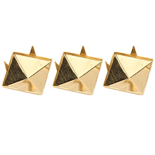 Zerodis 100Pcs Square Pyramid Punk Rivets 4 Claw Metal Studs Metal Pyramid Studs Handicraft Diy Punk Spikes Spots Studs Accessories For Bracelets Clothing Shoes Handbag(15Mm/0.6In-Gold) #TOP4