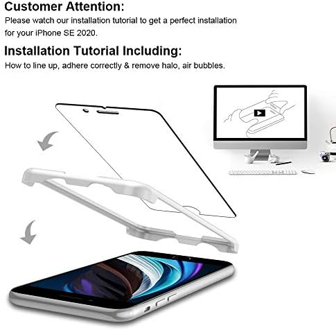 TOCOL 3 Pack compatible for iPhone SE 2022/2020 Screen Protector iPhone SE 3/2 [4.7 Inch] Tempered Glass HD Clear 9H Hardness No Bubbles Alignment Frame Easy Installation