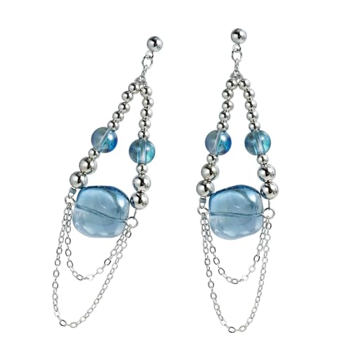 uikios エレガントなタッセルドロップイヤリング レディース 軽量ビーズチェーン ダングルデザイン イヤースタンダード ファッション愛好家向け, 9cm, ガラス/釉薬