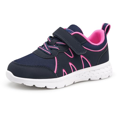 Stelle Girls Sneakers Kids Tennis Shoes with Non-Slip Sole Lightweight Breathable Athletic Sports Running Shoes for Toddler/Little Kid/Big Kid(Navy,13ML)