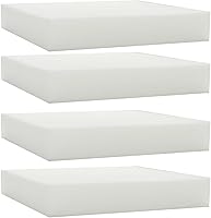Vista 2 de Mybecca Paquete de 4 cojines de espuma de poliuretano blanco azulejos cuadrados de espuma de 18 x 18 x 1 pulgadas para proyectos de tapicería