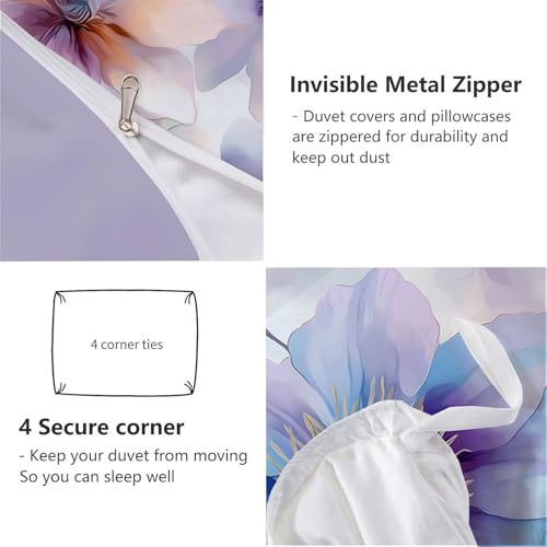 Parure de lit 200x200cm avec housse de couette réversible bleu violet - 8