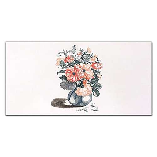Tableau sur toile plante de fleurs pour habiller un grand mur vide de salon 140x70cm