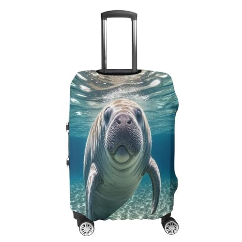 Ocean Animal Manatee Travel Luggage Cover Washable Anti-scratch Suitcase Protector Dustproof Protective Cover Case for Wheeled Luggage Fits 19-32 Inch Luggage4