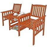 CASARIA Gartenmöbel Set, Gartenbank wetterfest mit Tisch, 2-Sitzer, Natur