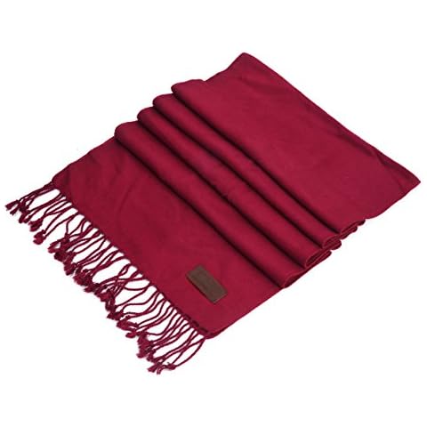 Mio Marino Cashmere Feel Winter Scarf, 100% Soft Cotton Cozy and Itch Free Scarves - Burgundy - One Size Cover