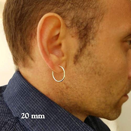 Miniatura 7 de Dark Silver Hoops for Men, Small Unisex Huggie Earrings - Sterling Silver Black Hoops - Mens Earrings - Black Earrings for him