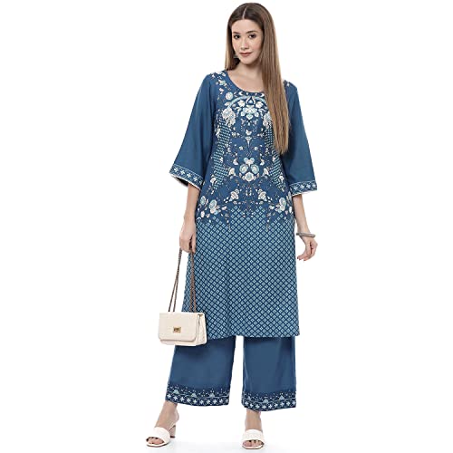 Image of Rangriti Indigo Liva Straight Kurta