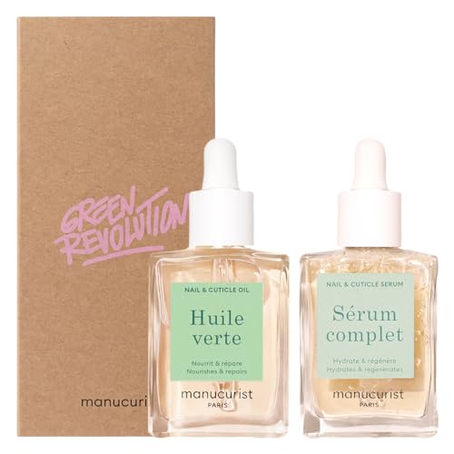 Manucurist Soin Duo - Huile Verte Nourrissante & Serum Complet Ongles & Cuticule - Kit Manucure Ongle - Huile Cuticule Ongles