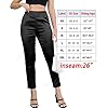 Women's Satin Silky Pants Dress Casual Pull on High Waist Pants with Pockets X-Large