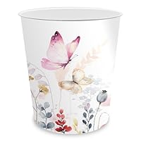 itenga Papierkorb für Kinder und Erwachsene mit Motiv - rund ca. 11 Liter - Mülleimer fürs Kinderzimmer oder Büro - stabiler Kunststoff (Motiv Schmetterling)