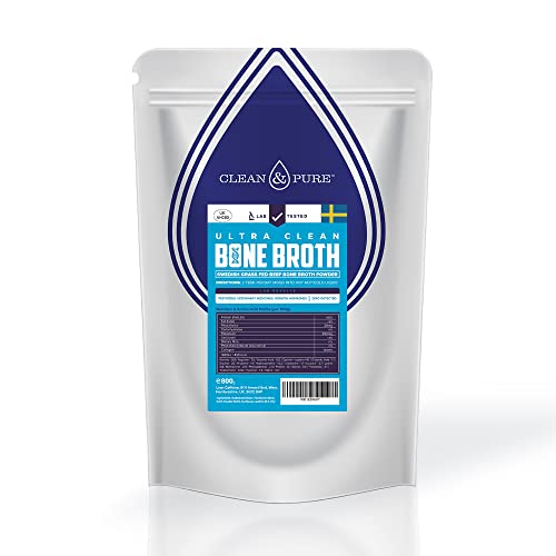 Clean and Pure Bone Broth en Polvo 800g | De Suecia | Probado en Laboratorios del UK | 95% de Prote�