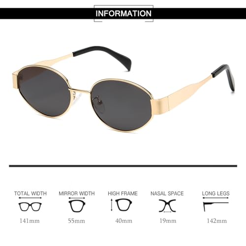 Retro Oval Sunglasses for Women Men - Trendy Polarized Sun Glasses Classic Metal Frame Shades4