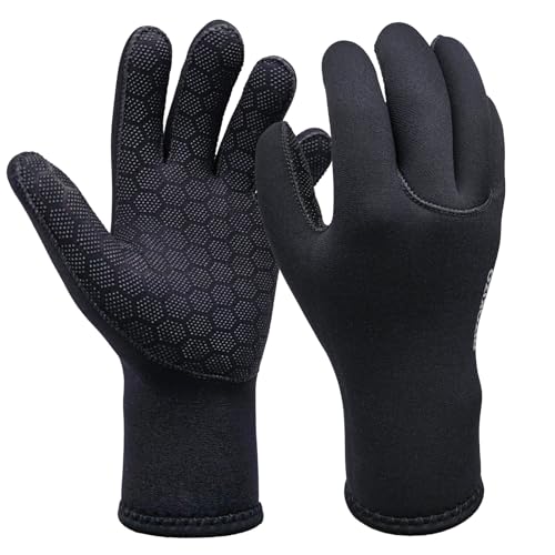 Dizokizo Neoprene Gloves Men Women,3mm Five Finger Waterproof Diving Gloves