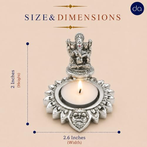 Image of 999 Silver Plated Lakshmi Ganesha Diya for Pooja - Set of 2 | Handcrafted Deepak for Home Mandir & Office, Diwali Decoration & Festive Gifting
