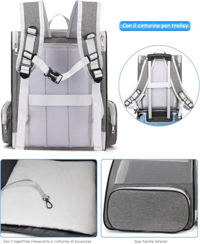 Image of Cat Backpack Carrier, Breathable Cat Carrier Pet Backpack for Kitty Small Dog Up to 15Lbs, Transparent & Foldable Pet Carrier for Travel Hiking ((Dark Grey-Square Expandable)