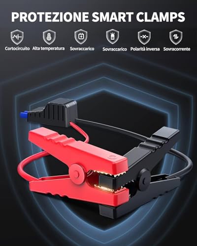 FLYLINKTECH Avviatore Emergenza per Auto- 2000A 13200mAh Avviatore Portatile per Motore Benzina, Impermeabile IP67, fino a 6,0L Ges o 5,0L Diesel, 12V Jump Starter, Torcia a LED - Immagine 4
