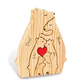 Personalized Wooden Bear Family Display with Names – Custom Engraved Keepsake Gifts for Mom, Dad & Loved Ones – Gift for Grandparents, Birthday, Holidays, Home Decore, Housewarming - 6 Bears
