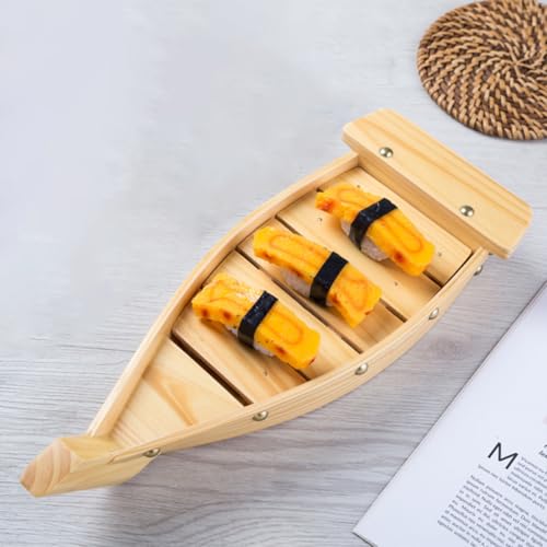 Bandeja de sushi de madera 37 cm para servir sashimi miniatura 6