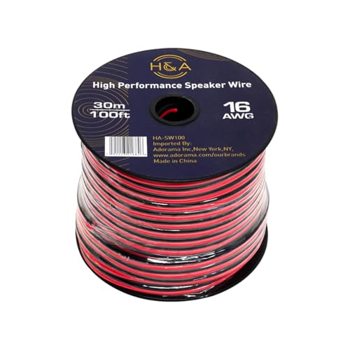 H&A 16 AWG Speaker Wire Cable (100' Spool)