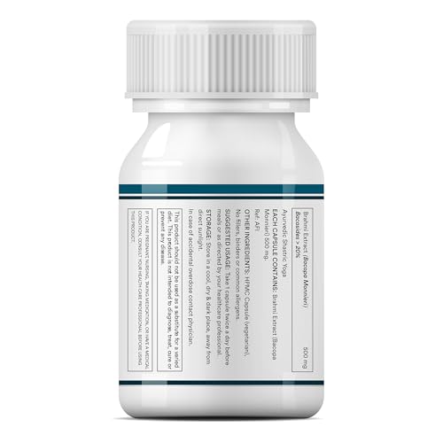 INLIFE Brahmi Capsules 500mg | Bacopa Monnieri Extract | Bacosides > 20% I Ayurvedic Herbal Supplement - 60 Vegetarian Capsules (Pack of 2)