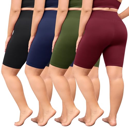 VALANDY Creamlush Plus Size Biker Shorts for Women - 8" High Waisted Ultra Soft Yoga Shorts(L-5XL)
