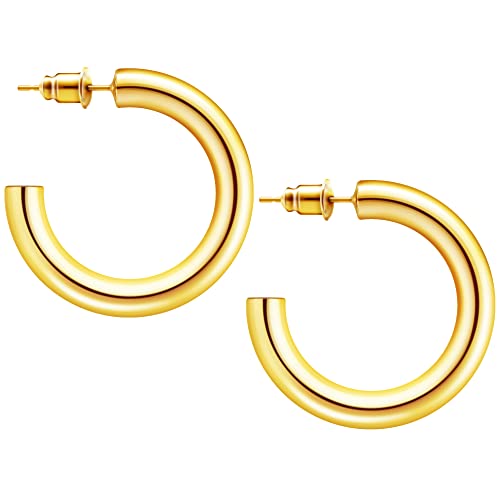 Vgothe Chunky Gold Hoop Earrings For Women, Small Gold Hoop Earrings 14K Real Gold Plated, Open Hoops Lightweight Trendy Jewelry #TOP9