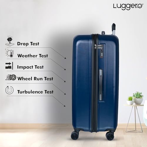 Image of Luggero - Classic Light-Weight & Durable Polycarbonate DEEP Blue Unisex Hard Luggage|Set of 2 (M+S)|8 Smooth Spinner TPV Wheels | Trolley Bag