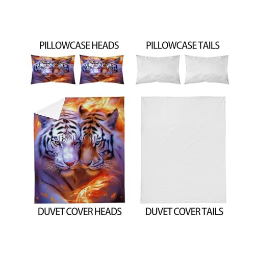 Parure de lit tigre avec fermeture éclair housse microfibre zippée - 4