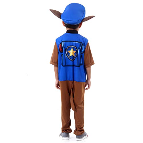 Patrulha Canina Chase Longo Infantil Sulamericana Fantasias Marrom/Azul P 4 Anos