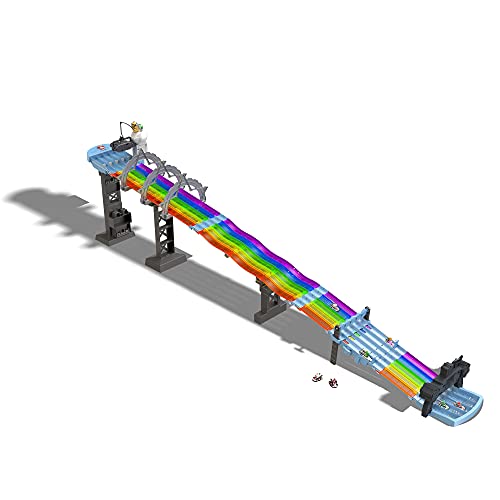 Hot Wheels Mario Kart Pista arcoiris de coches de juguete con luces y sonidos, incluye 2 vehículos personaje die-cast (Mattel GXX41)