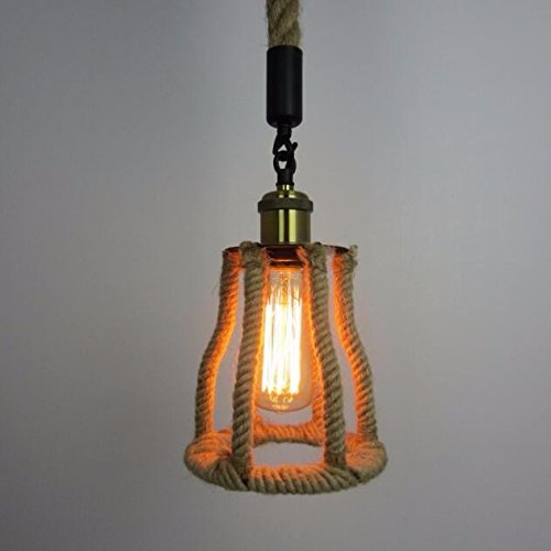 Lámpara de techo colgante industrial araña de cáñamo para sala de estar 2