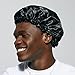 KISS COLORS & CARE Silky Satin Bonnet Cap, XL, Protective, Gentle Fabric & Slip-Free Elastic Band, For Most Hair Types - Overnight Wear, Breathable, Stylish Sleep Cap, Black