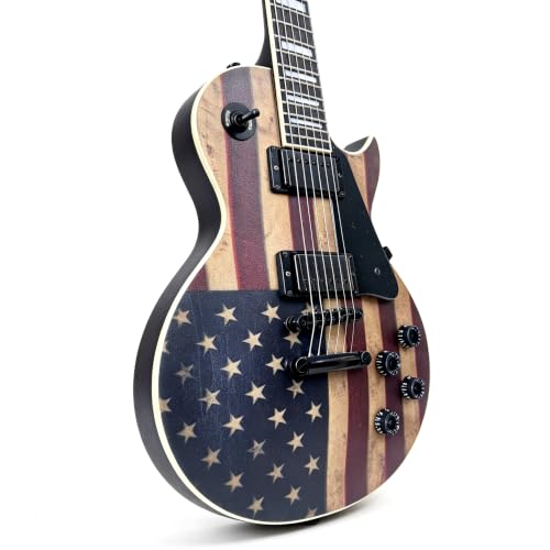 Image of Grote LP Electric Guitar Maple Body Vintage US Flag HH Pickups with Gigbag