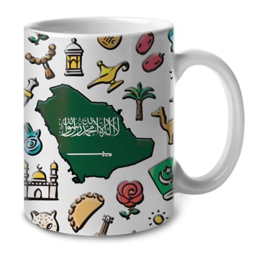 Symboles De L'Arabie Saoudite Tasse Céramique Mug Humour Tasses À Thé Pour Bureau Lait Cacao Cuisine 330Ml